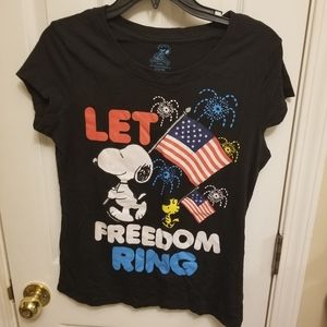 Peanuts by Schultz Snoopy "Let Freedom Ring" T-Shirt Size Youth L(12-14)